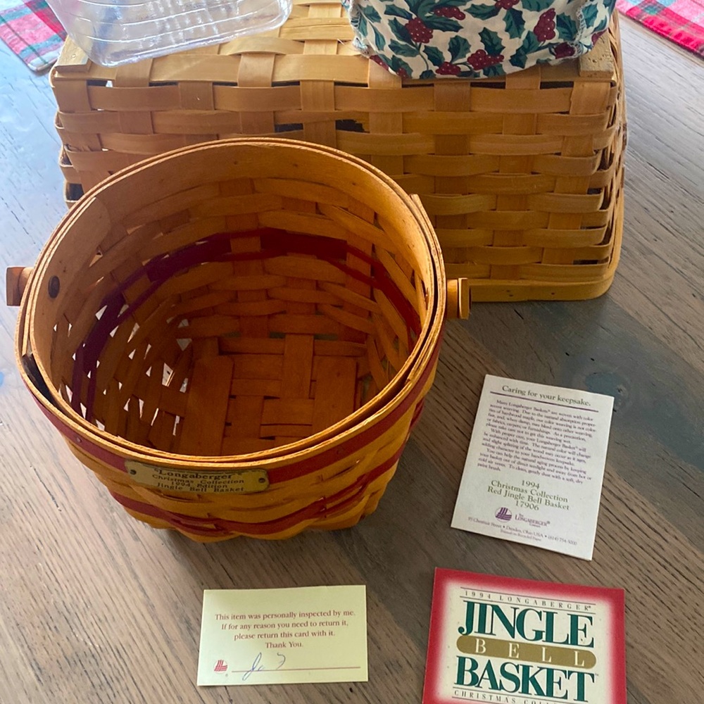 Genuine Longaberger Basket with fabric and plastic protector liner.